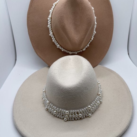 2 Wool Fedora with pearl Trim Women\'s Adjustable Hats main image 7